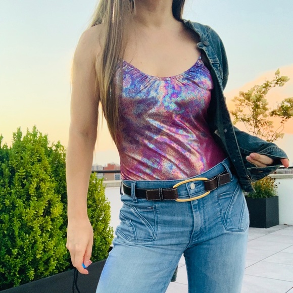 TOPSHOP Oil Slick Metallic Bodysuit Multicolor - Picture 4 of 17